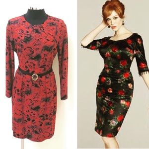 REAL Madmen VTG red Wiggle Dress S/M